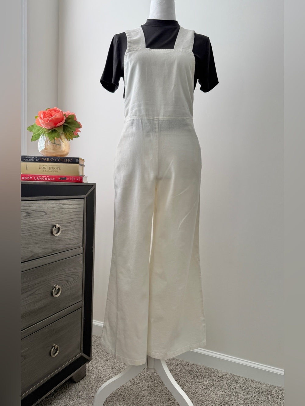 Preloved Cream Wide-Leg Overalls Jumpsuit